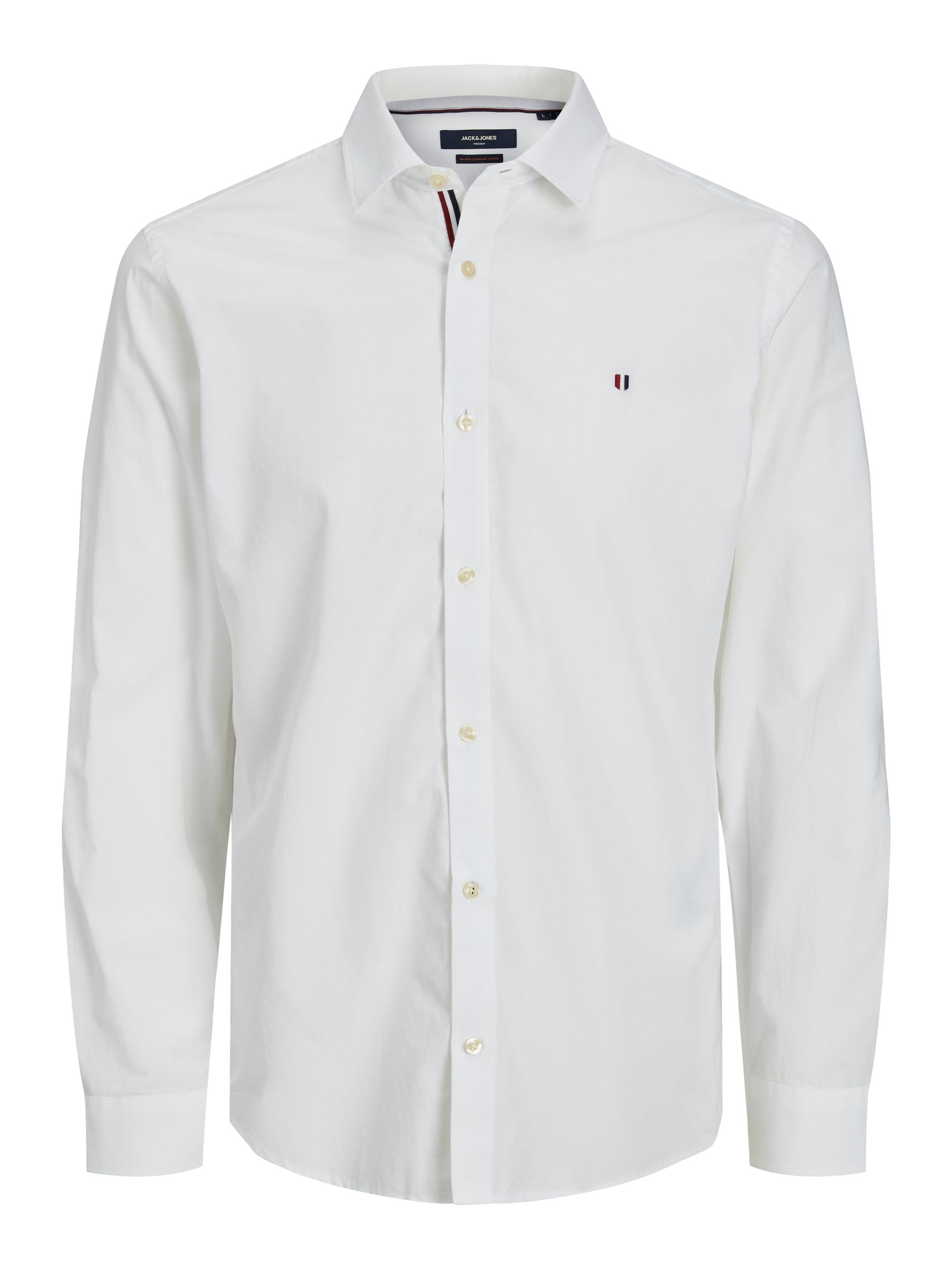 JACK JONES PREMIUM Derek Classic Long Sleeve Shirt-Bright White Bright White front view