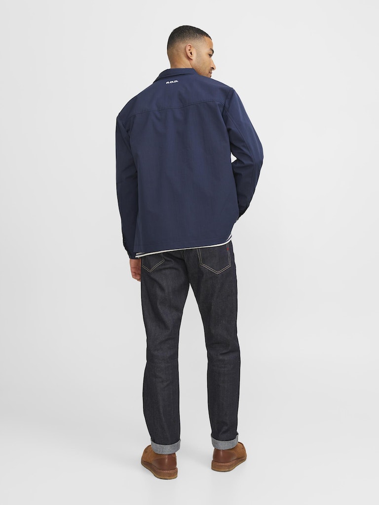 Men's R.D.D Colter Navy Overshirt-Model Back VIew