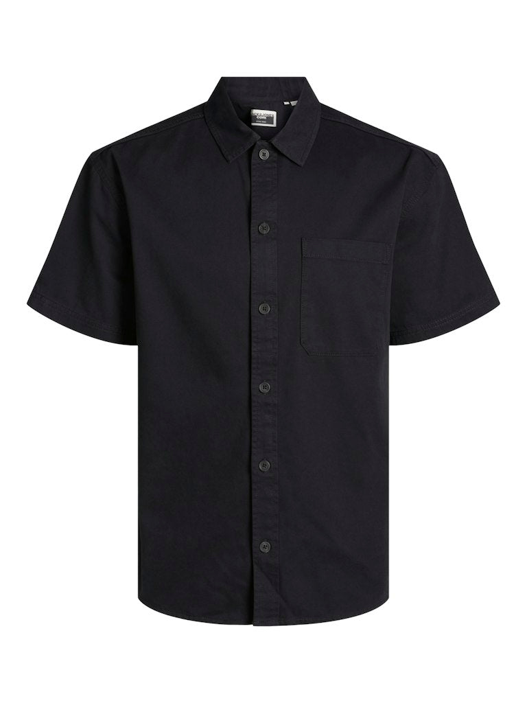 JACK JONES CORE Collective Zac Overshirt Short Sleeve-Black BLACK front view