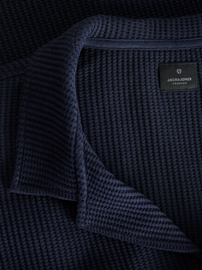 Lemar Navy Sweat Overshirt-Collar detail