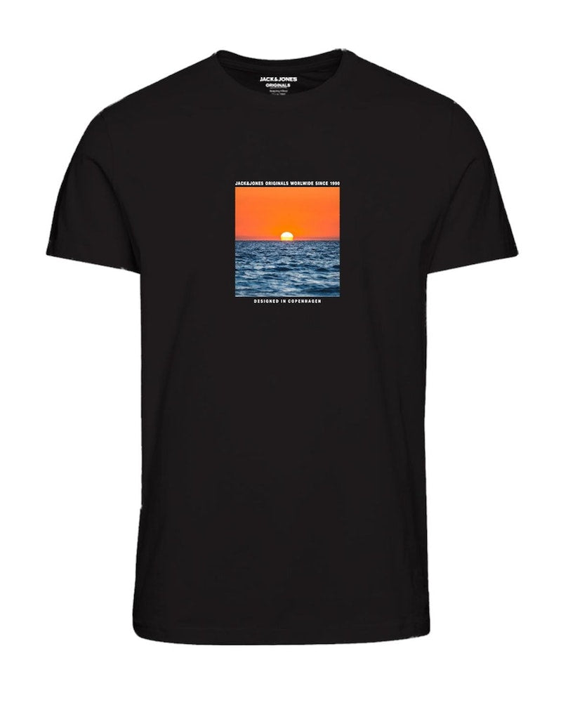 Marbella  Short Sleeve Crew Neck Black T-Shirt