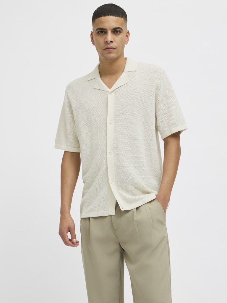 JACK&JONES Orion Cloud Dancer Resort Knit Polo Cloud Dancer front view