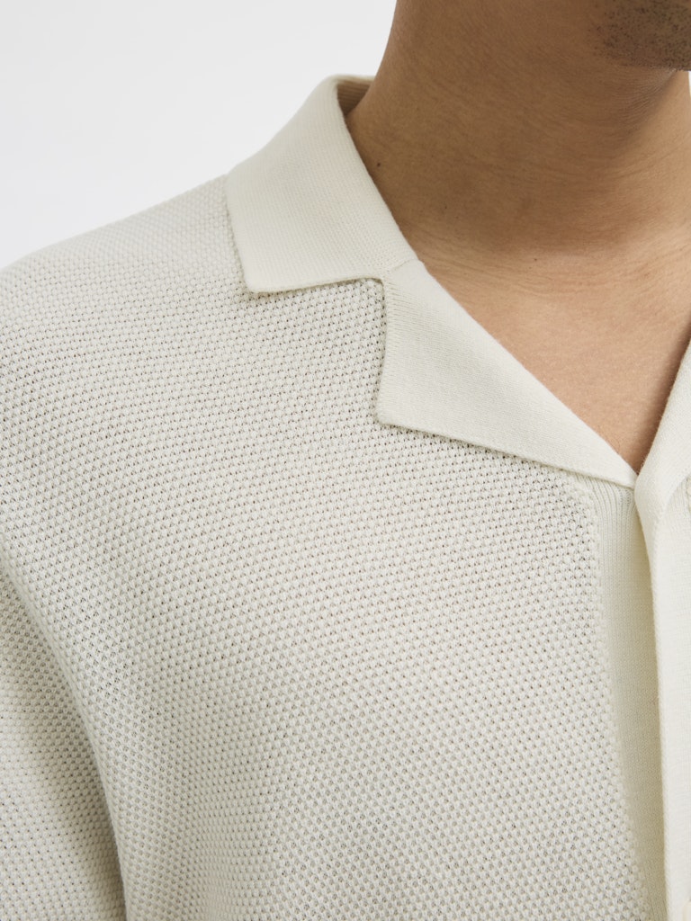 JACK&JONES Orion Cloud Dancer Resort Knit Polo Cloud Dancer flat front view