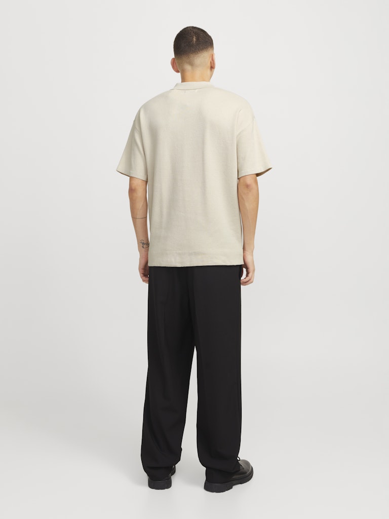 Men's Troy Knit Zip Polo-Moonbeam-Model Back View