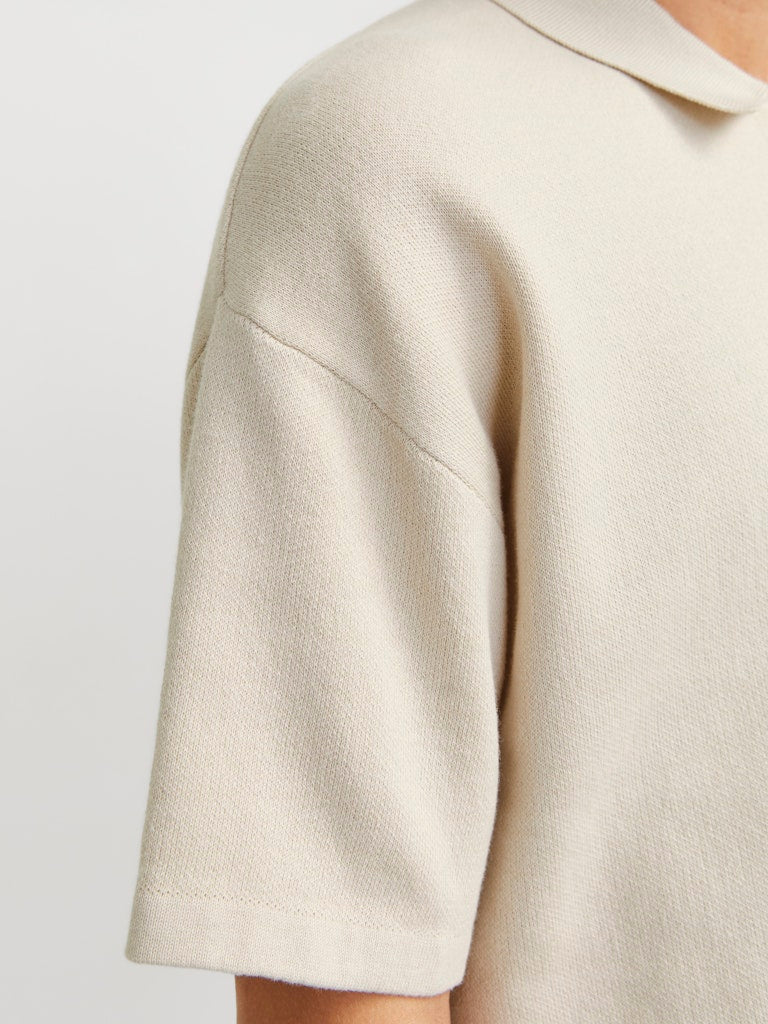 Men's Troy Knit Zip Polo-Moonbeam-Sleeve View