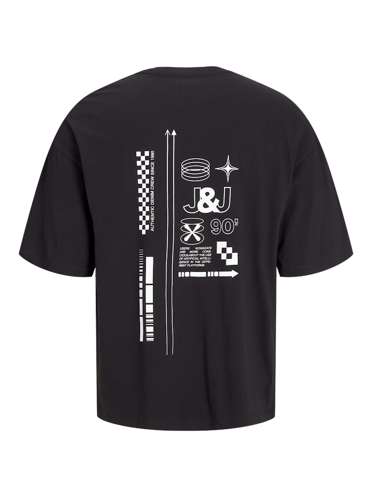 Almos Black Crew Neck Tee-Back print