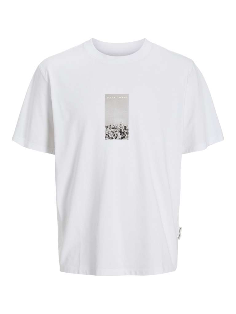 JACK JONES CORE Pacer Photo Branding White Tee Bright White front view