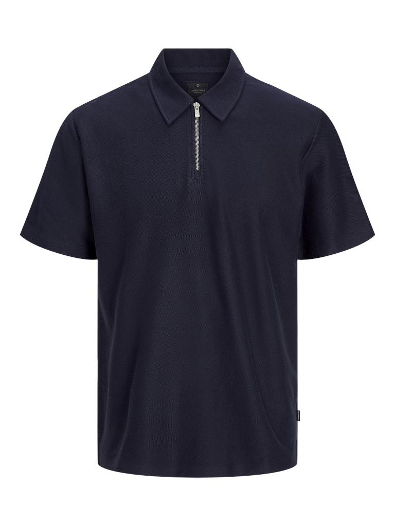 JACK JONES PREMIUM Andrew Short Sleeve Zip Polo-Night Sky Night Sky front view
