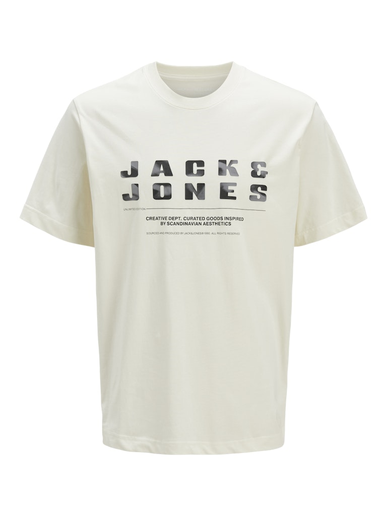 JACK JONES CORE Recharge Front Branding Sweet Corn Tee Sweet Corn front view