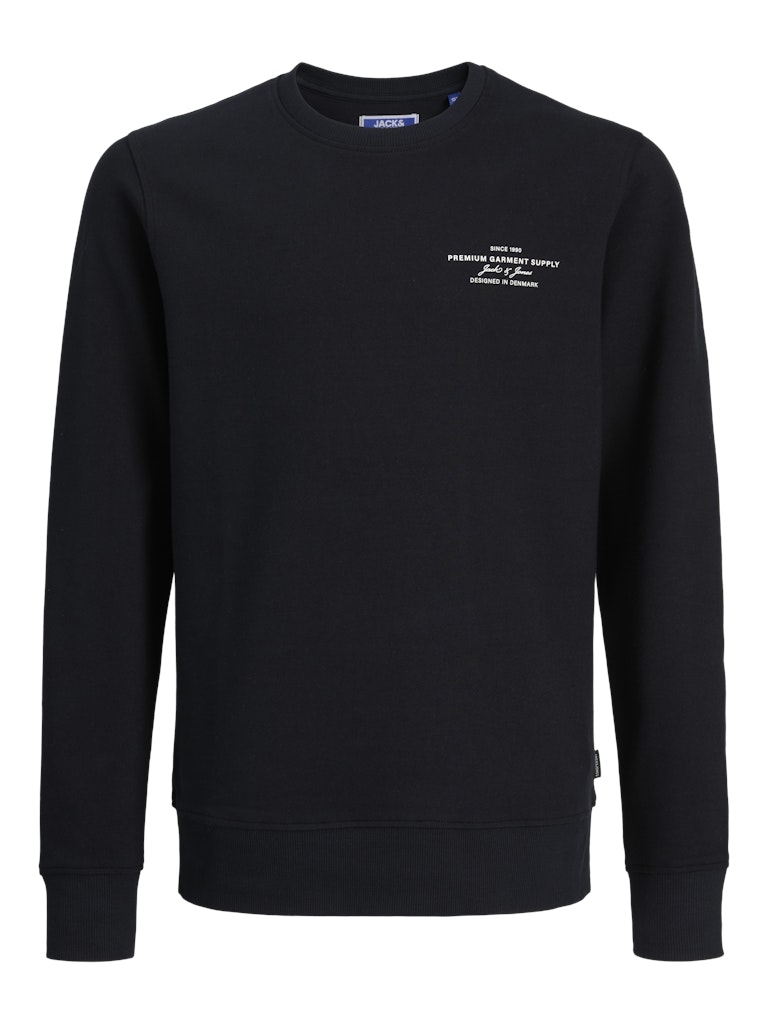Jack Jones Youths Chad Branding Sweat Crew Neck Junior-Black Black front view