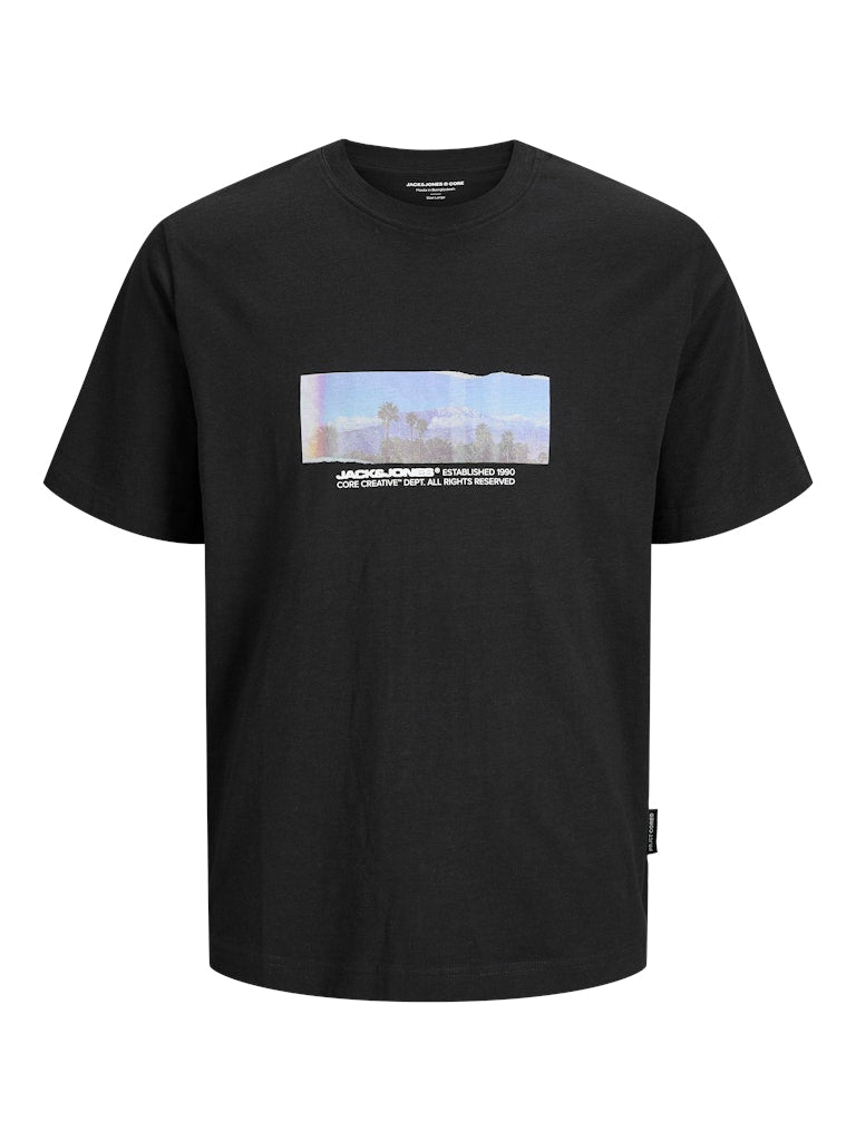 JACK JONES CORE Sago Photo Slub Black Tee BLACK front view