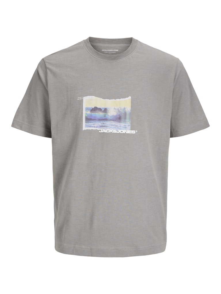 JACK JONES CORE Sago Photo Slub Tee Short Sleeve Crew Neck-Gray Flannel Gray Flannel front view