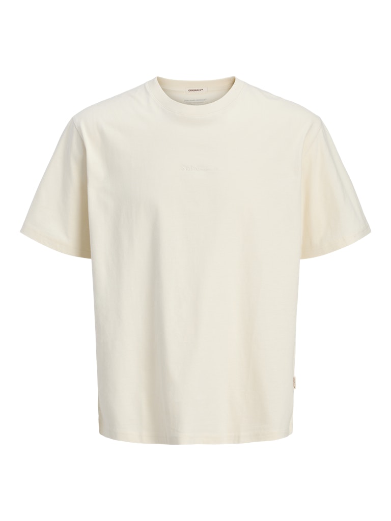 JACK JONES ORIGINALS Acapulco Minimal Branding Tee Short Sleeve-Antique White Antique White front view