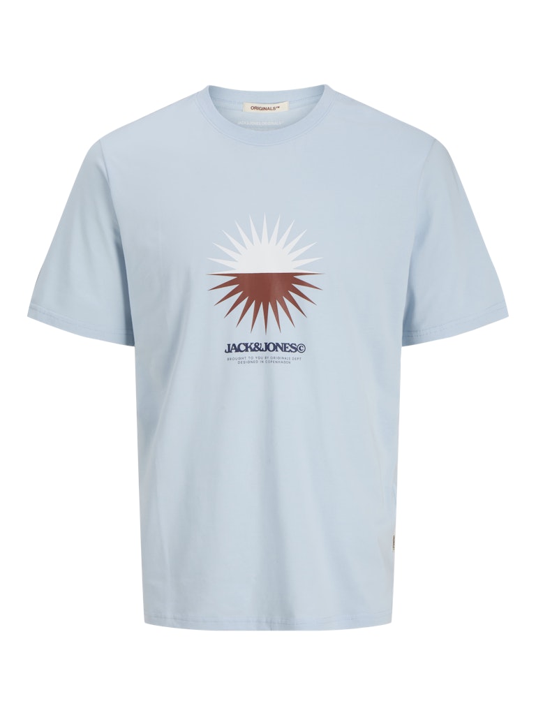 JACK JONES ORIGINALS Tavira Branding Tee Short Sleeve Crew Neck-Skyway Skyway flat front view