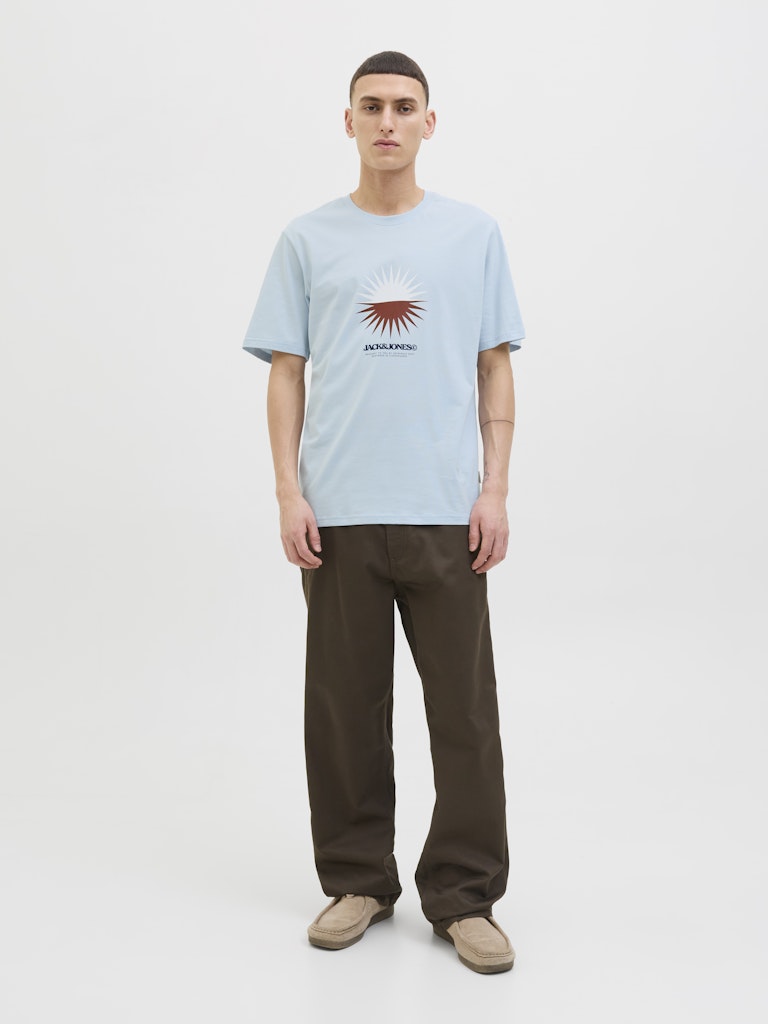 JACK JONES ORIGINALS Tavira Branding Tee Short Sleeve Crew Neck-Skyway Skyway model front view