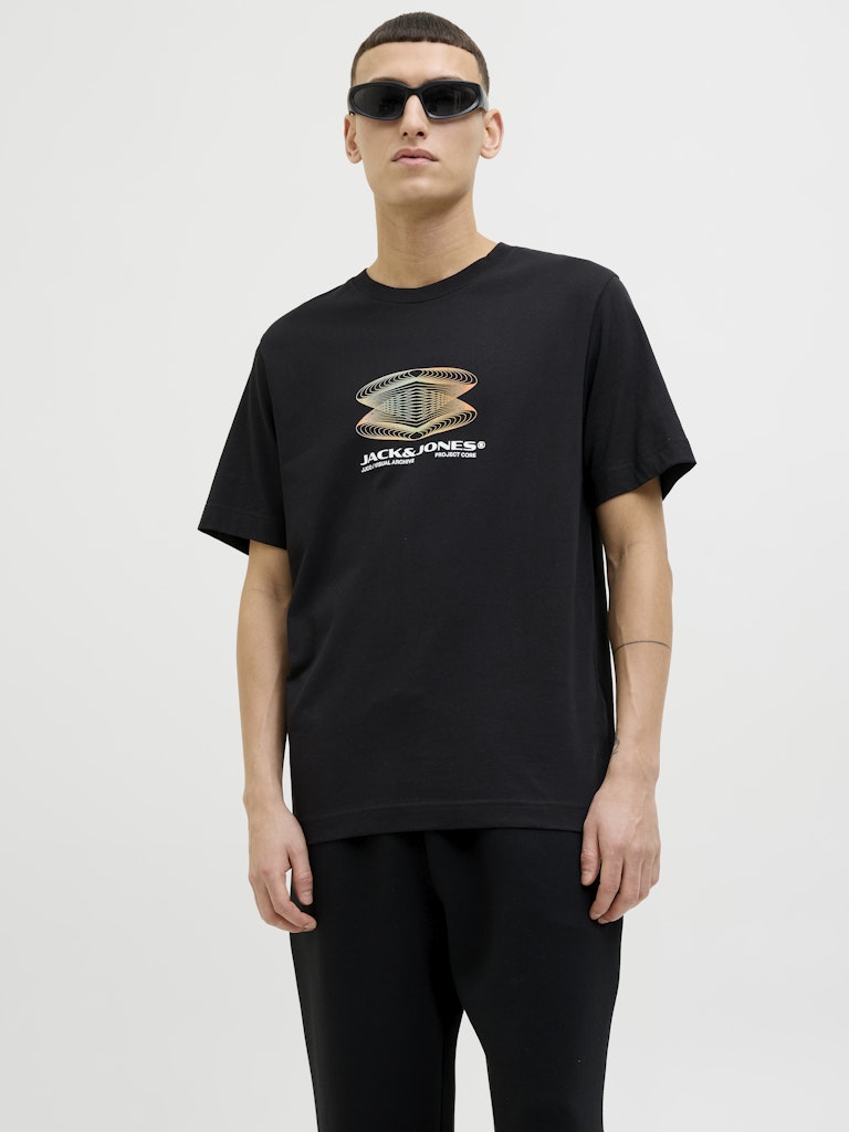 JACK JONES CORE Calma Tee Short Sleeve Crew Neck-Black Black front view