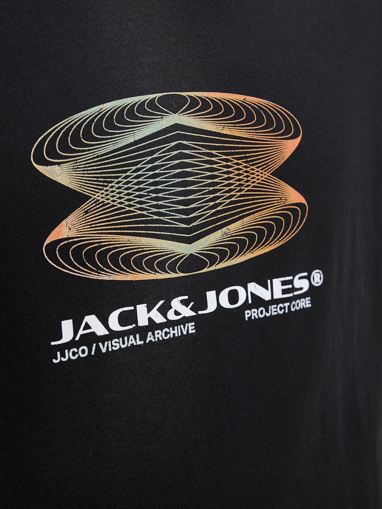 JACK JONES CORE Calma Tee Short Sleeve Crew Neck-Black Black model front view