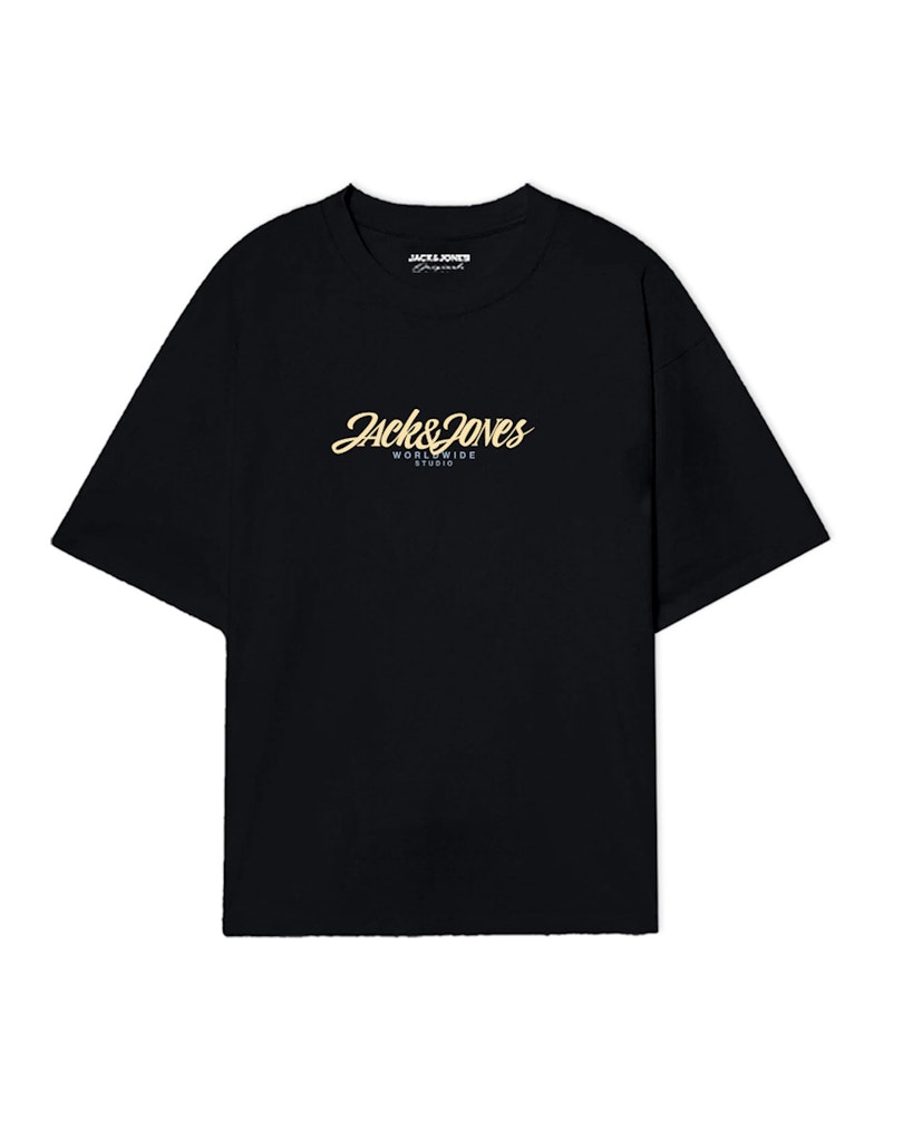JACK JONES ORIGINALS Tavira Tee Short Sleeeve Crew Neck-Black Black front view