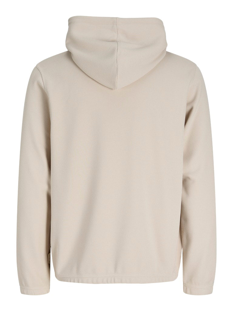 JACK&JONES Waffle Daytona Hoodie-Moonbeam Moonbeam model front view