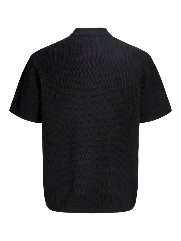 Black polo shirt on a white background
