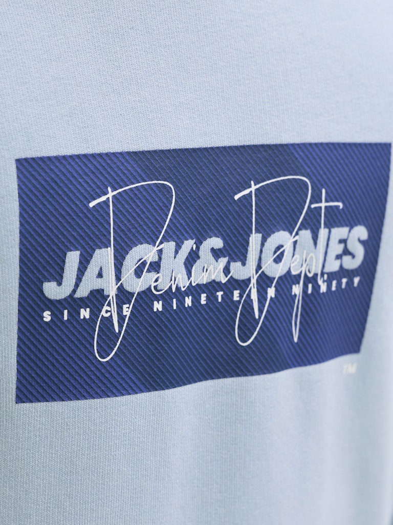 Jack Jones Youths Cole Print Sweatshirt Junior-Celestial Blue Celestial Blue flat front view