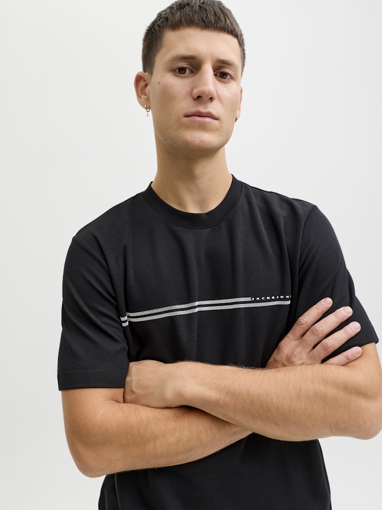 JACK JONES CORE Fusion Chest Brand Black Tee Black back view