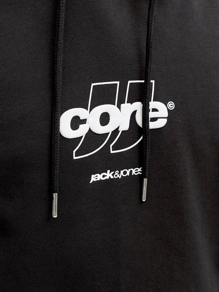 Men's Club Front Print Sweat Hood-Black-Logo View