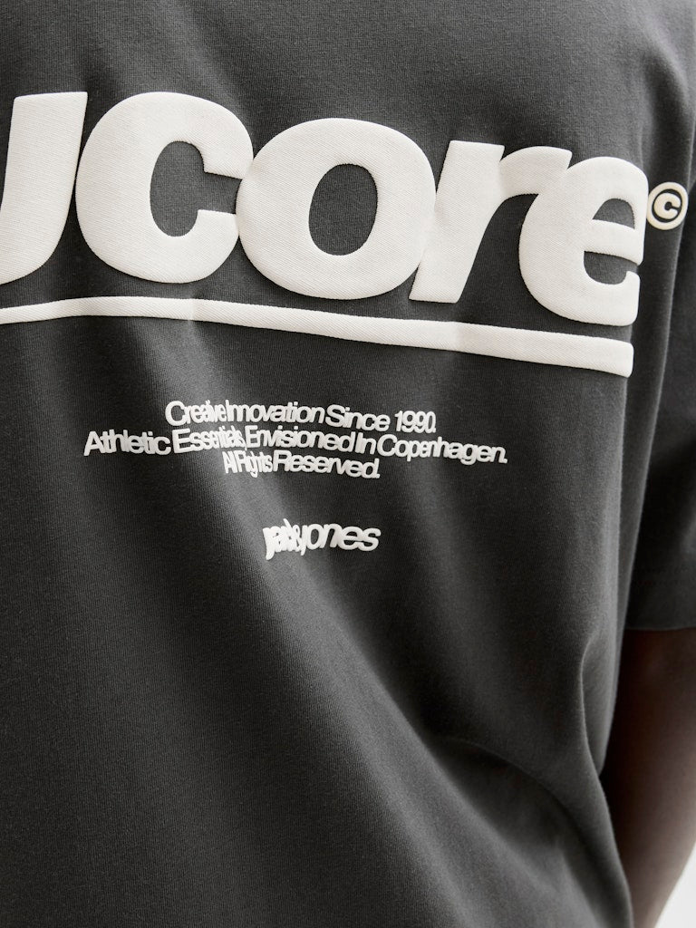 JACK JONES CORE Club Back Print T-Shirt-Asphalt ASPHALT flat front view
