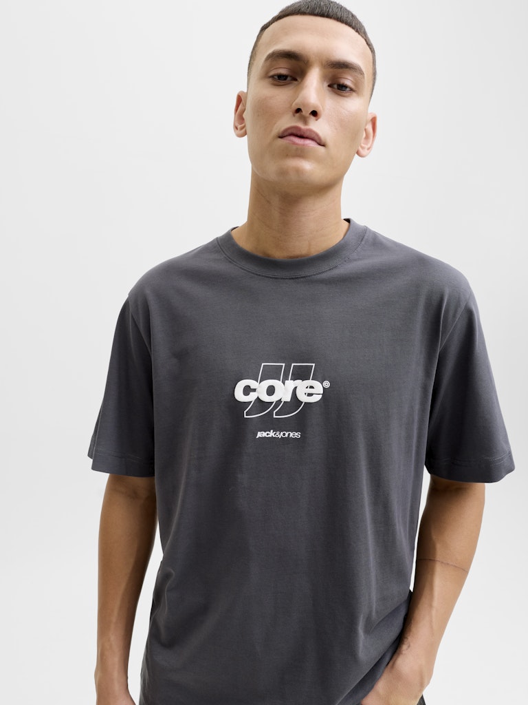 JACK JONES CORE Club Front Print Tee Short Sleeve Crew-Asphalt Asphalt detail view