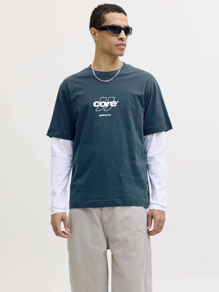 Men's Club Front Print Tee Short Sleeve Crew-Poseidon-Model Front View