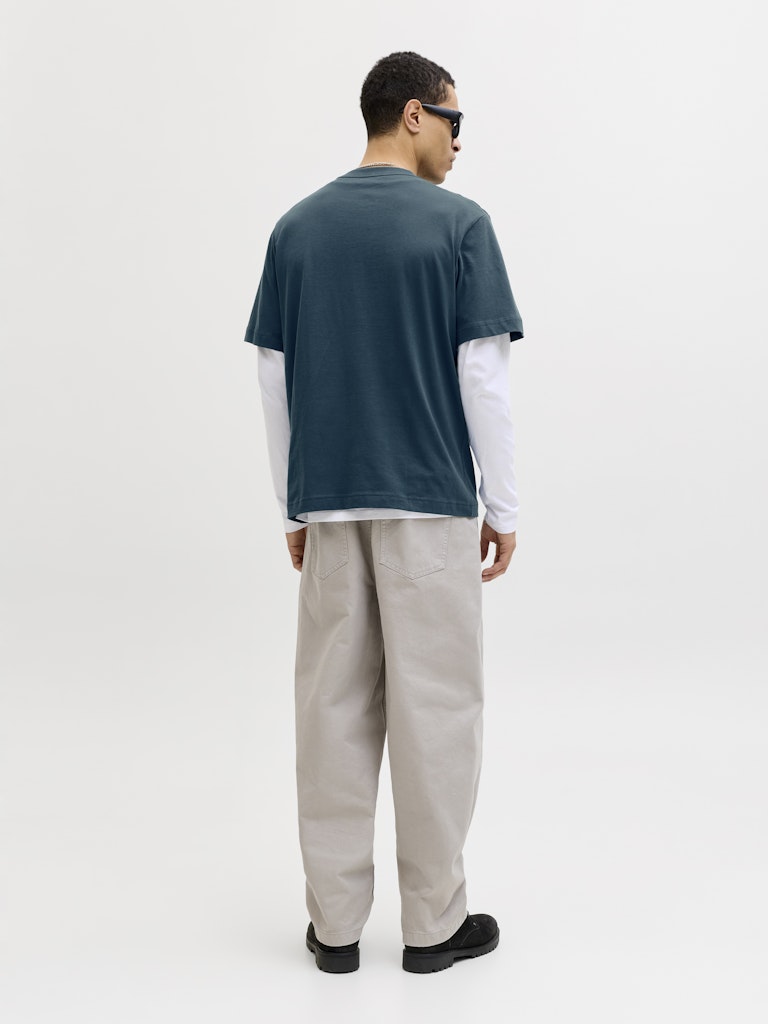 Men's Club Front Print Tee Short Sleeve Crew-Poseidon-Model Back View