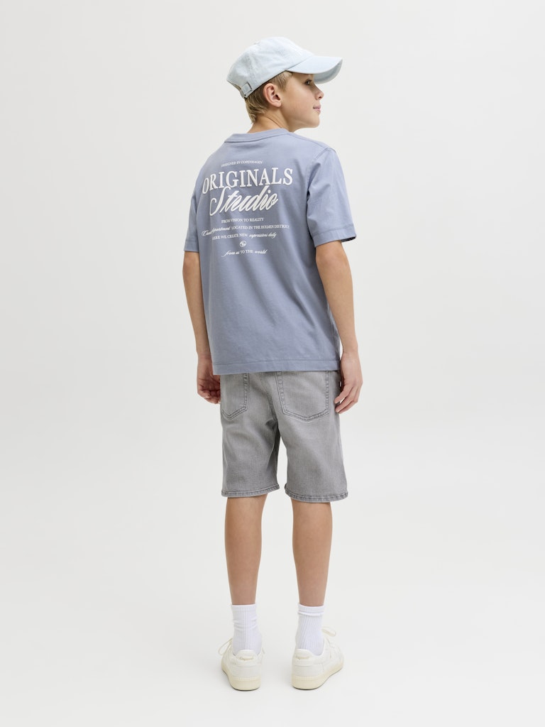 Jack Jones Youths Rick Junior Shorts-Grey Denim Grey Denim model front view
