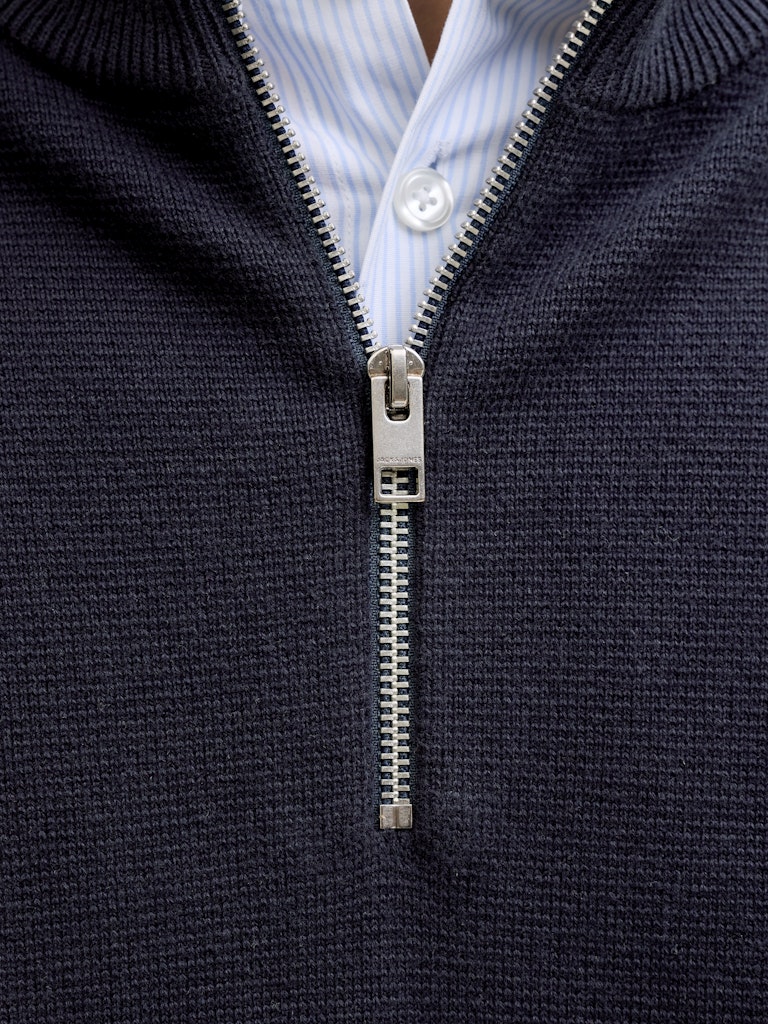 Men's Milano Spring Knit Half Zip-Night Sky-Zip Fasteniing View