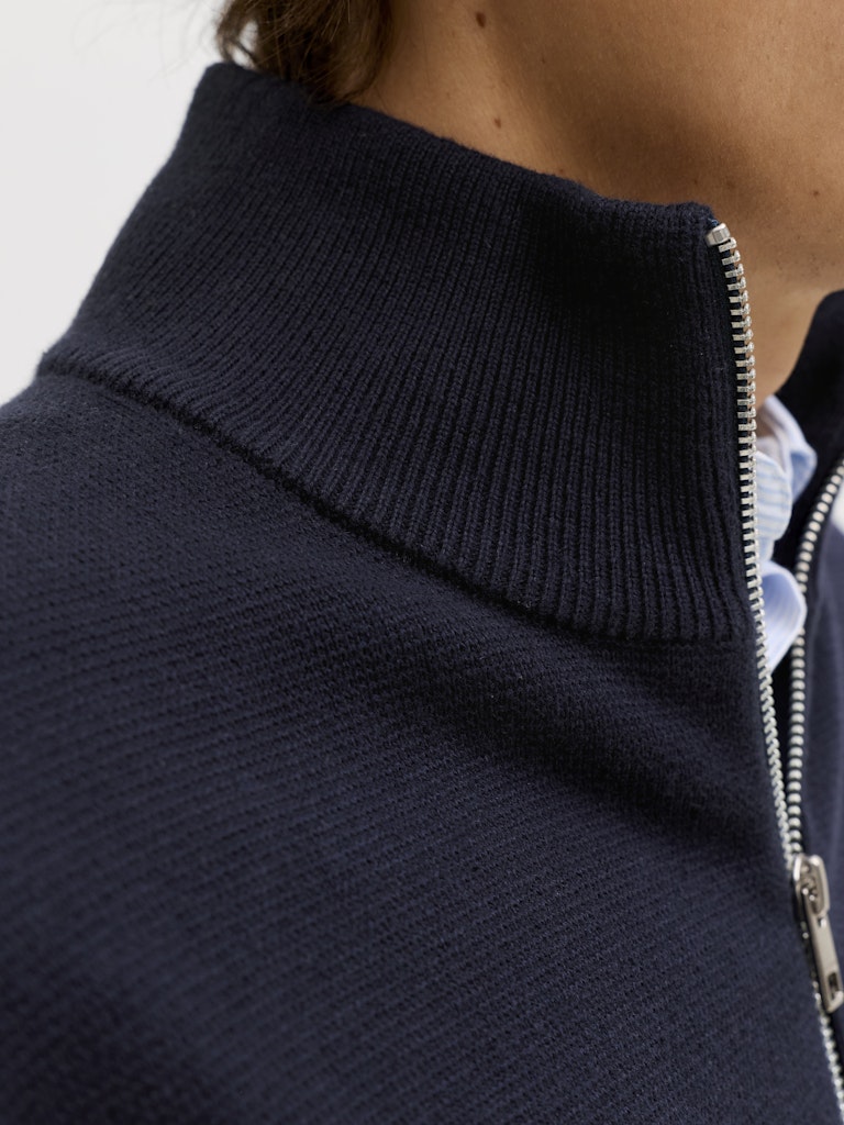 Men's Milano Spring Knit Half Zip-Night Sky-Collar View