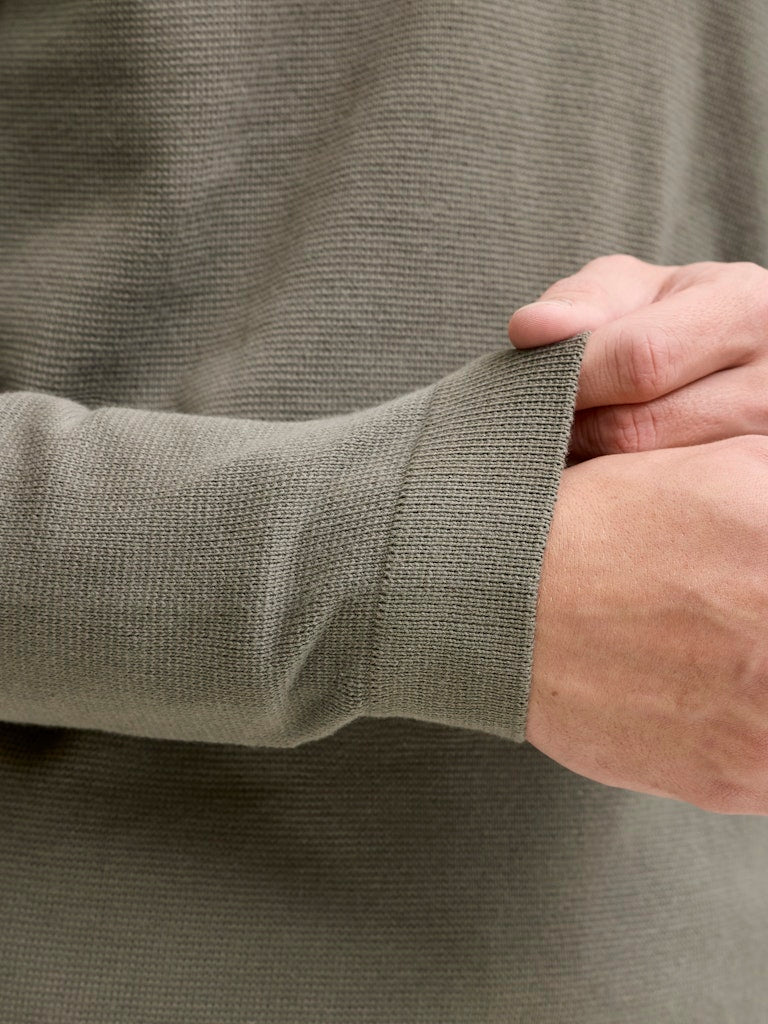 JACK JONES PREMIUM Milano Spring Knit Half Zip-Smokey Olive Smokey Olive side view
