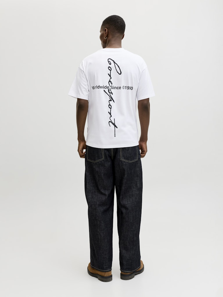 JACK JONES CORE Dust Script T-Shirt-Bright White Bright White model front view