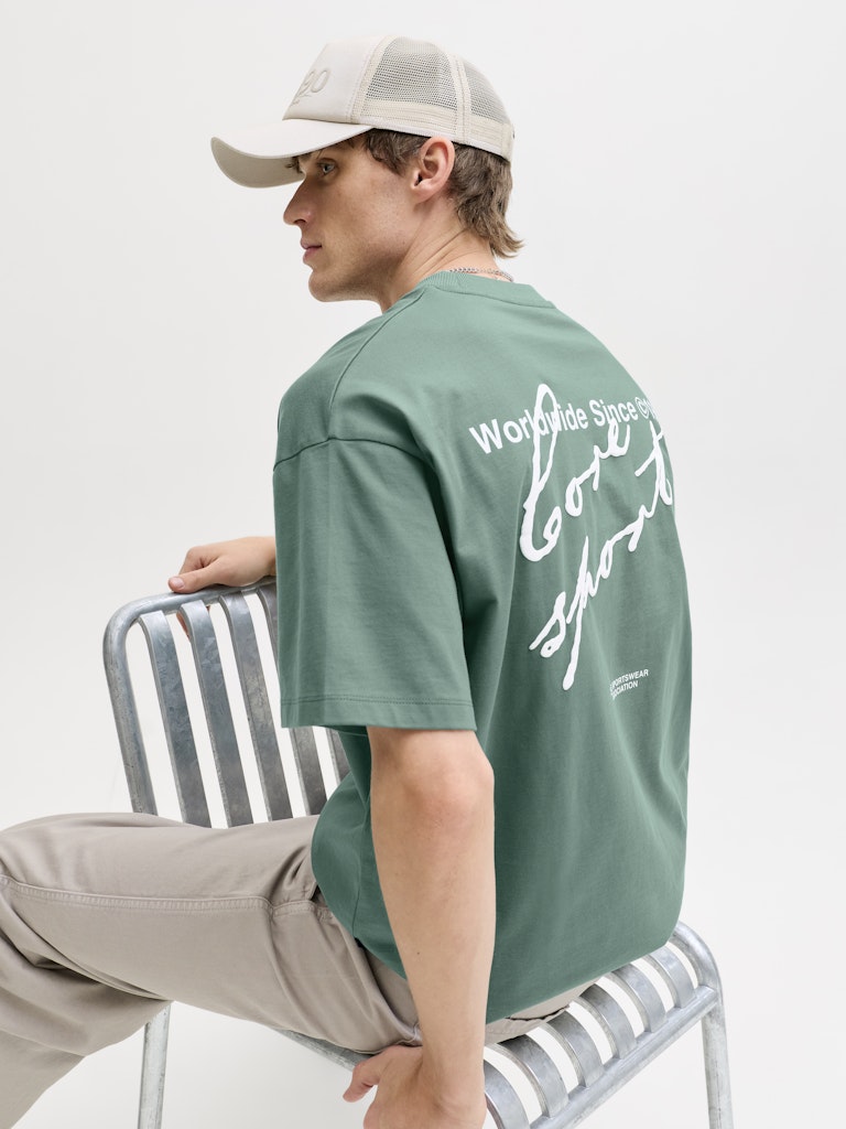 JACK JONES CORE Dust Script T-Shirt-Noth Atlantic North Atlantic back view