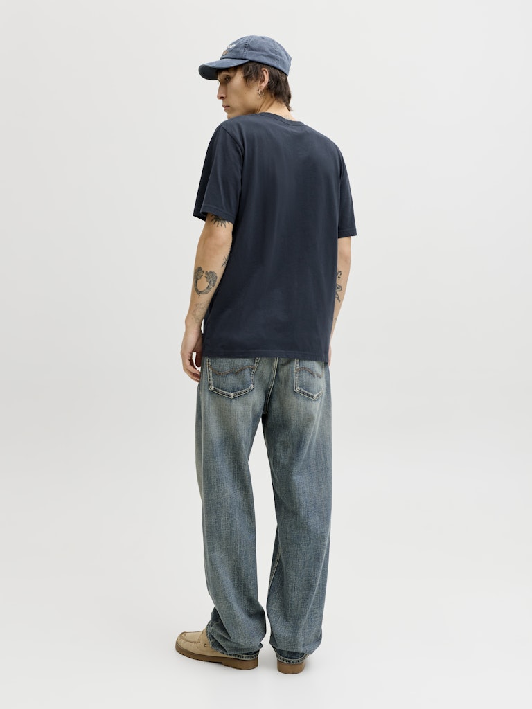 Men's Caleb Short Sleeve Tee-Sky Captain-Model Back View