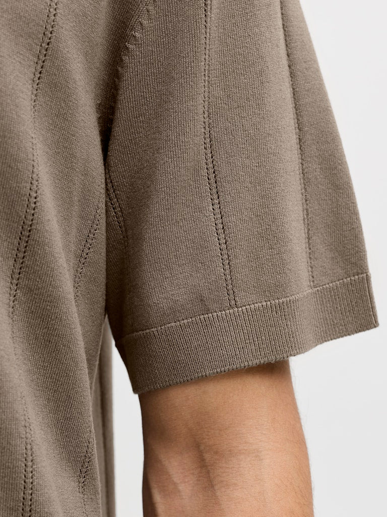 JACK JONES PREMIUM William Structure Knit Short Sleeve Polo-Morel Morel back view