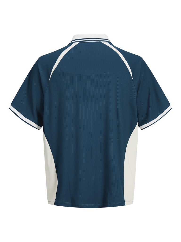 Jack Jones Youths Club Ribbed Football Polo Junior-Poseidon Poseidon model front view