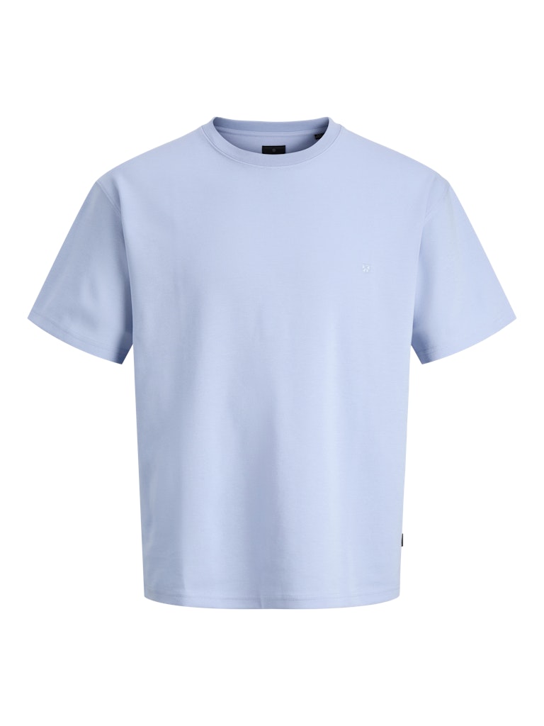 Men's Ethan Short Sleeve Logo Tee-Chambray Blue-Ghost Front View