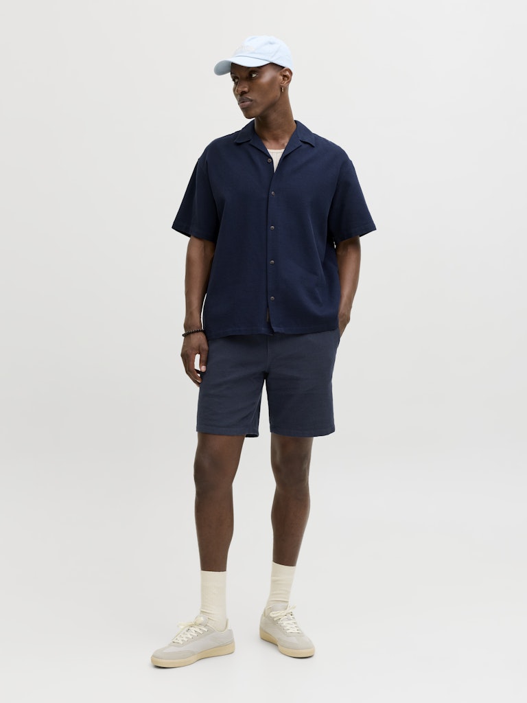 JACK & JONES Jaiden Waffle Resort Navy Short Navy model front view