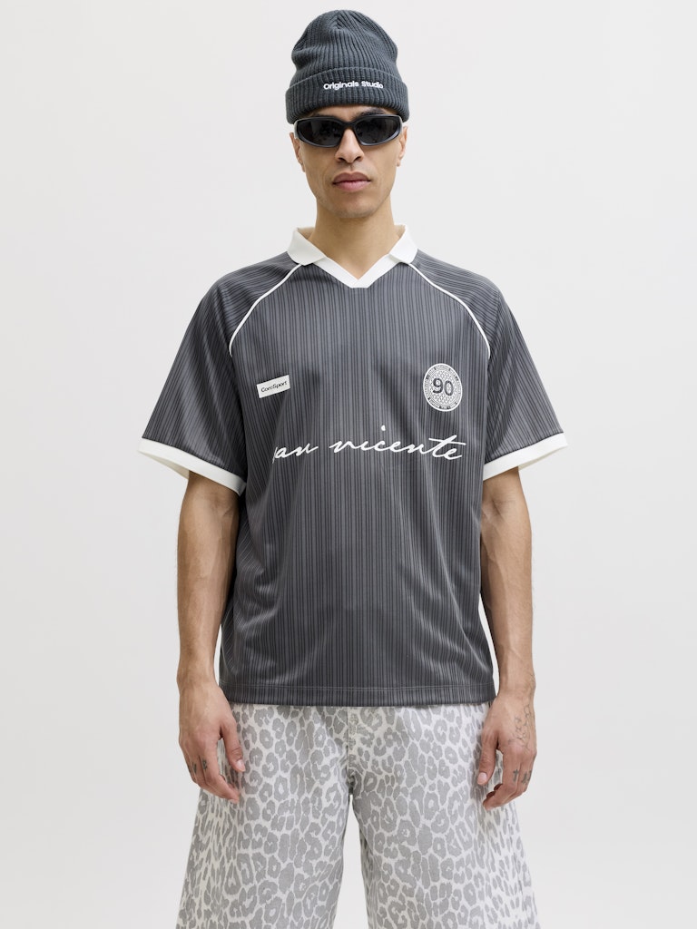 JACK JONES CORE Eterna Football Polo - Grey Grey front view