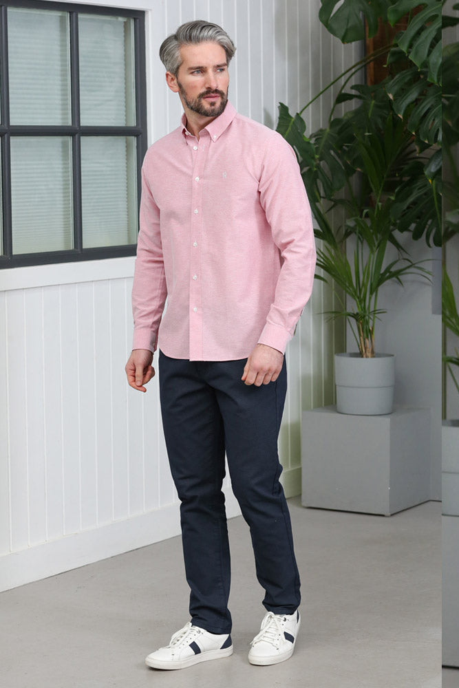 Kenrow Menswear Jagger Brick Melange Oxford Shirt Brick Melange model front view
