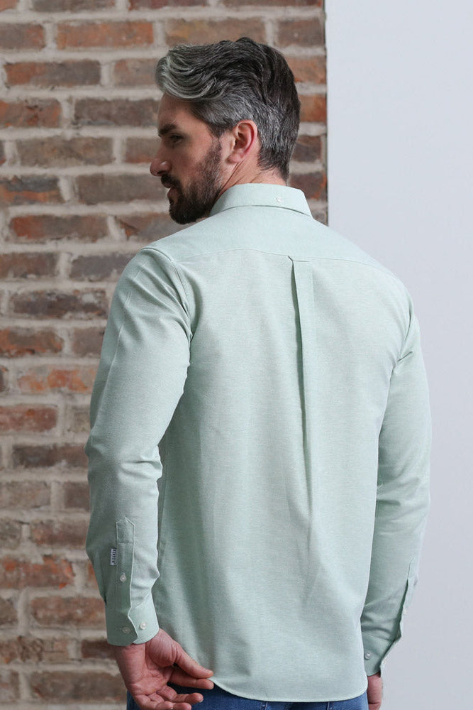 Kenrow Menswear Jagger Green Melange Oxford Shirt Green Melange detail view