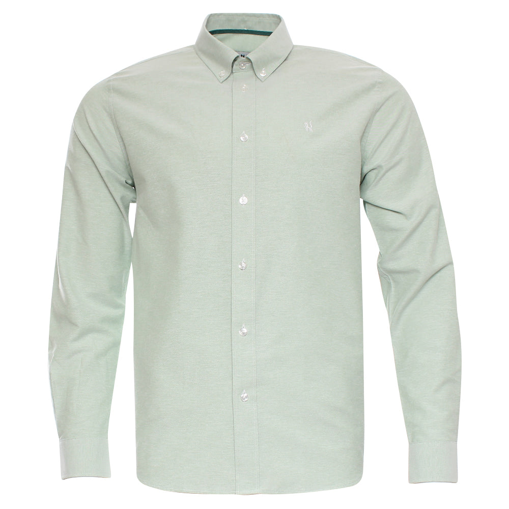 Kenrow Menswear Jagger Green Melange Oxford Shirt Green Melange back view