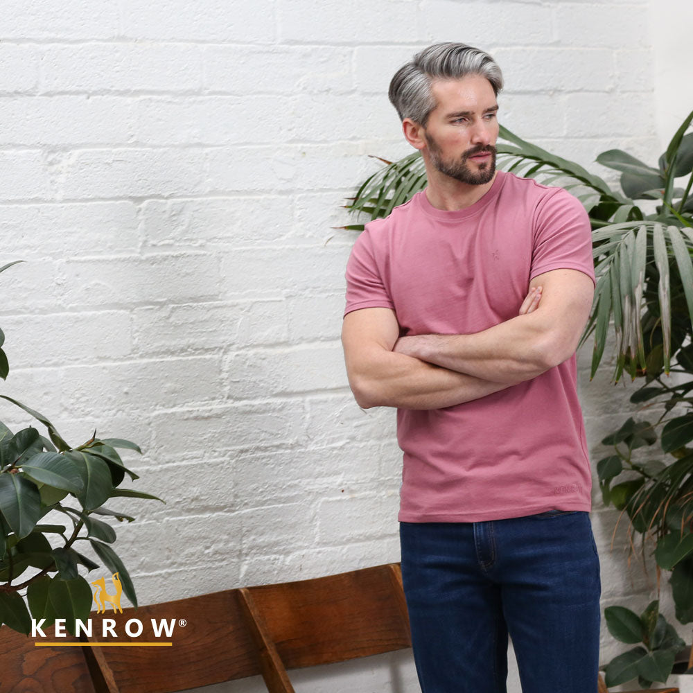 Kenrow Menswear Jax Brick Brushed Tee BRICK model front view