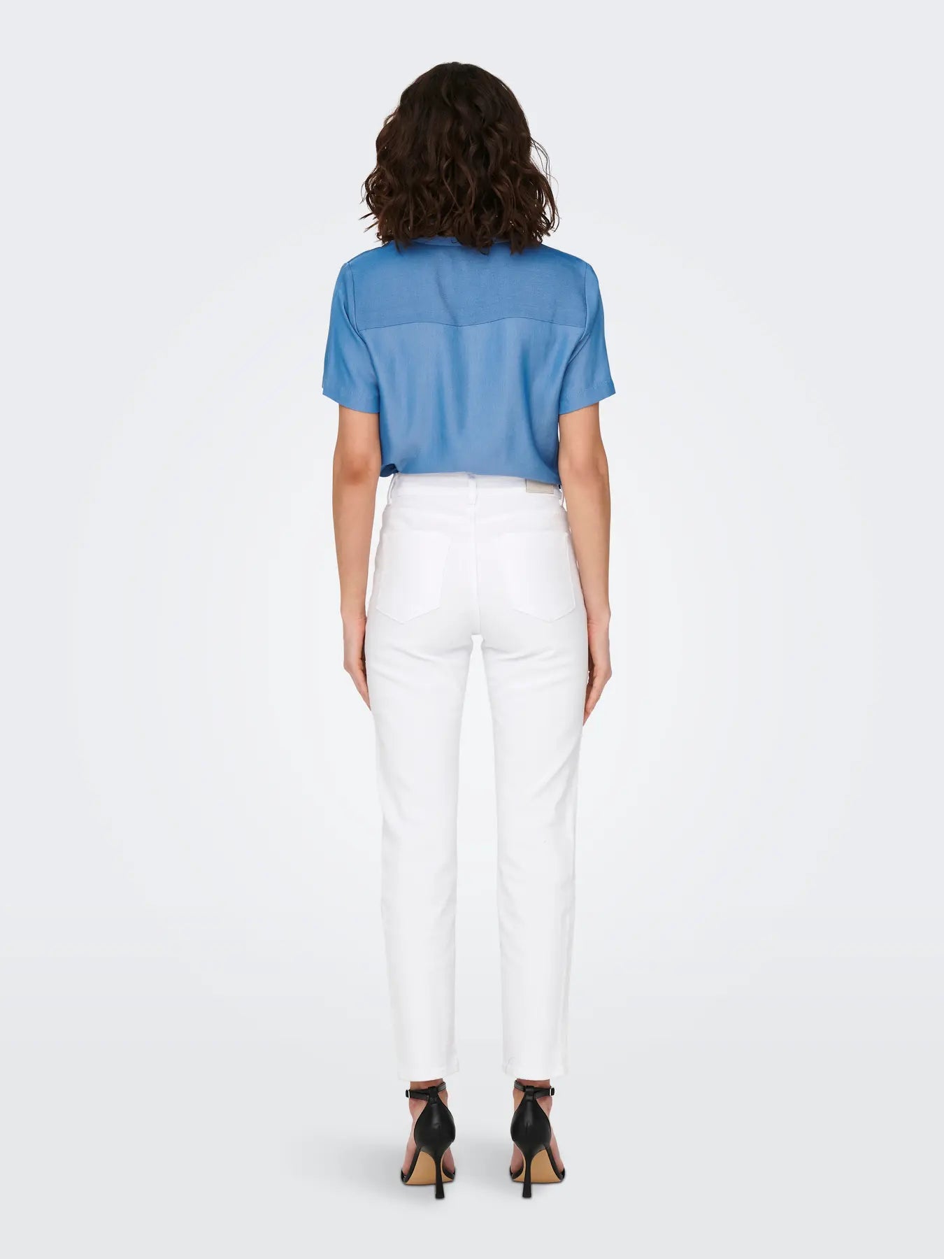 ONLY Emily Stretch High Waist Denim Jeans WHITE model front view