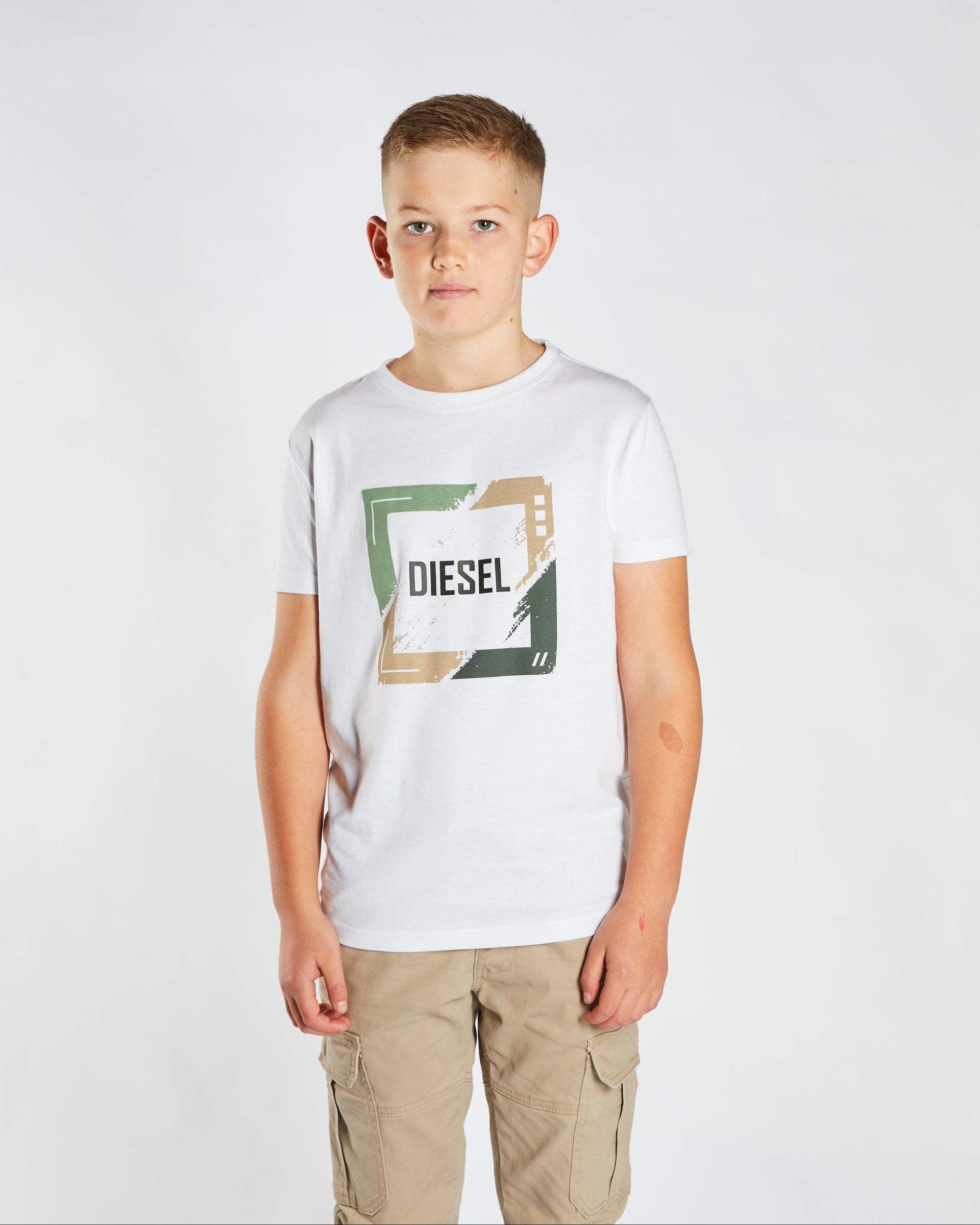 DIESEL KIDS Jon White Tee White front view
