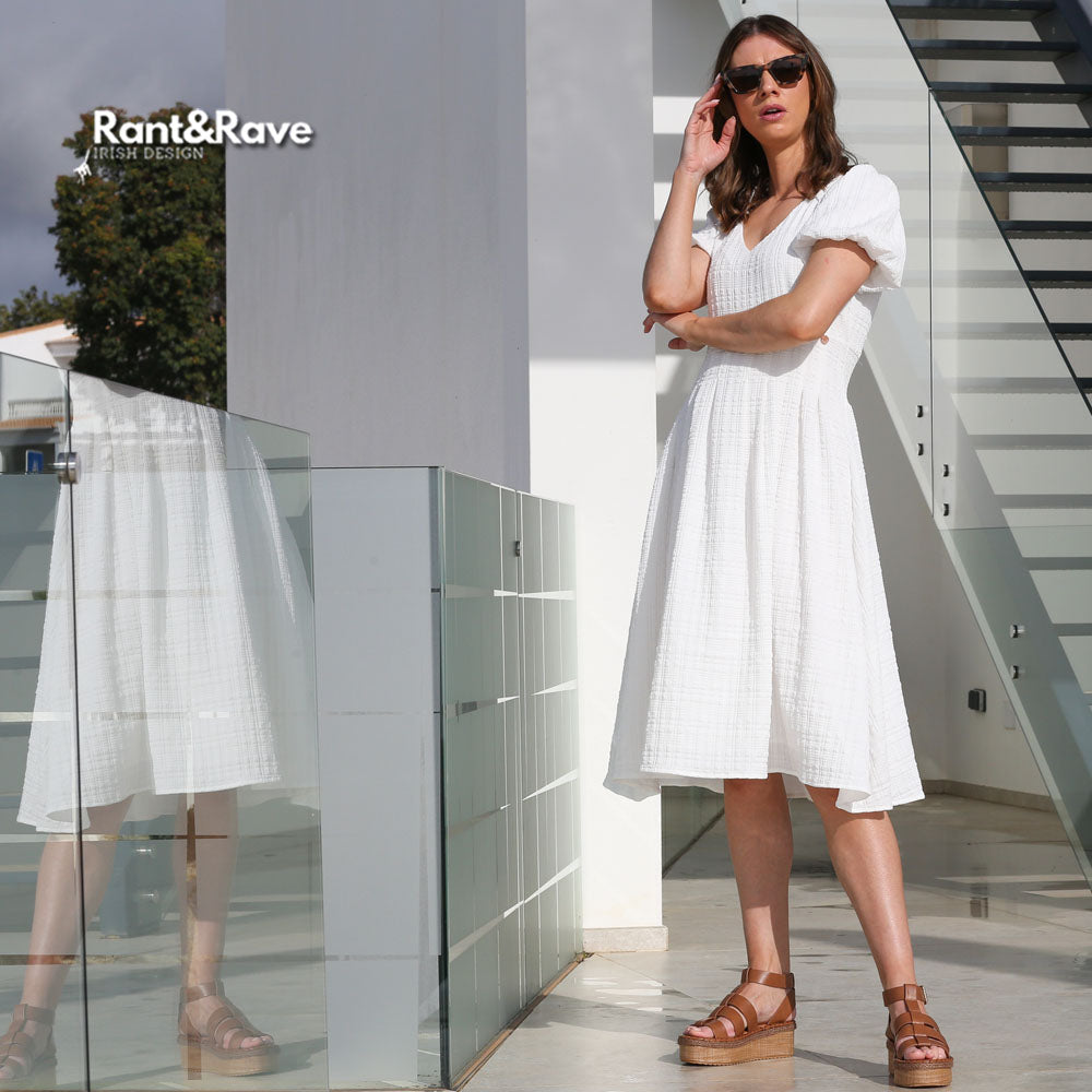 Ladies Juilette White Midi Dress-Side View